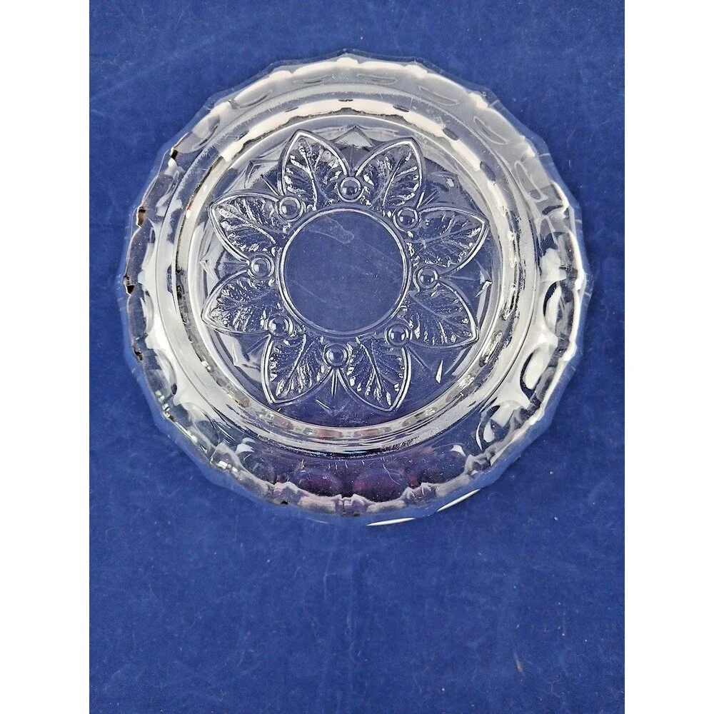 Vintage 10 Inch Pressed Glass Bowl Frosted Raised Pattern Heavy Glass Serving Bo